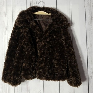 Large? Chocolate brown faux fur shrug